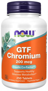 NOW GTF Chromium Chelate 200 мкг, 250 таб