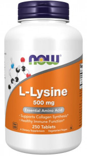 NOW L-Lysine 500 мг, 250 таб