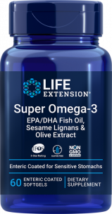 Life Extension Super Omega-3 EPA/DHA Fish Oil, Sesame Lignans &amp; Olive Extract, 60 капс