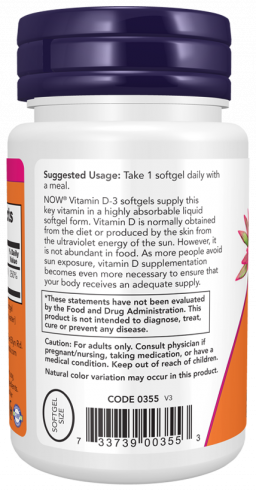 NOW Vitamin D-3 2000 IU, 30 капсул