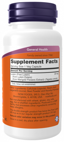 NOW Лютеин Эстерс, 90 капсул