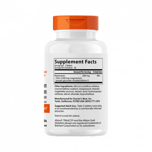 Doctor's Best High Absorption Magnesium, Магния Хелат, 120 таблеток