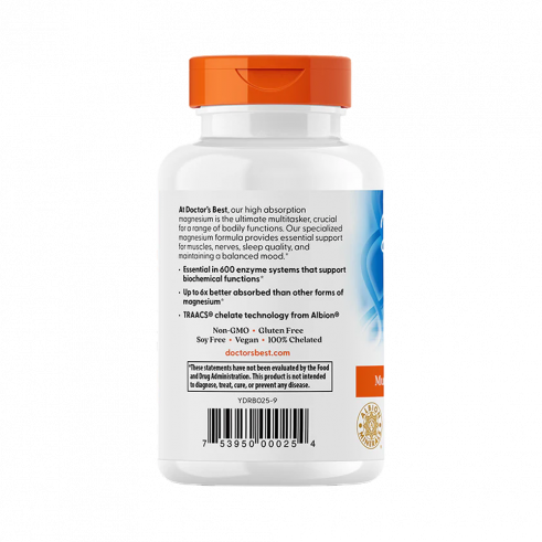 Doctor's Best High Absorption Magnesium, Магния Хелат, 120 таблеток