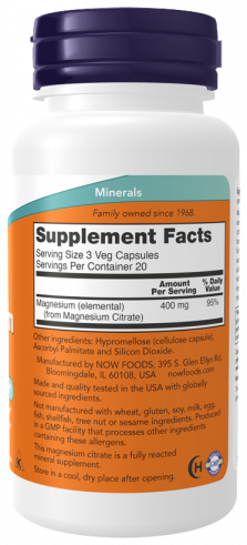 NOW Magnesium Citrate, 60 капсул