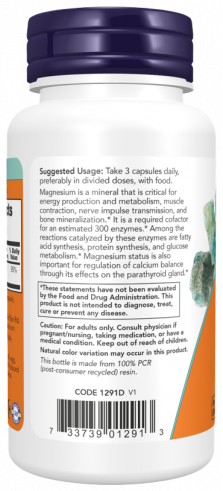 NOW Magnesium Citrate, 60 капсул