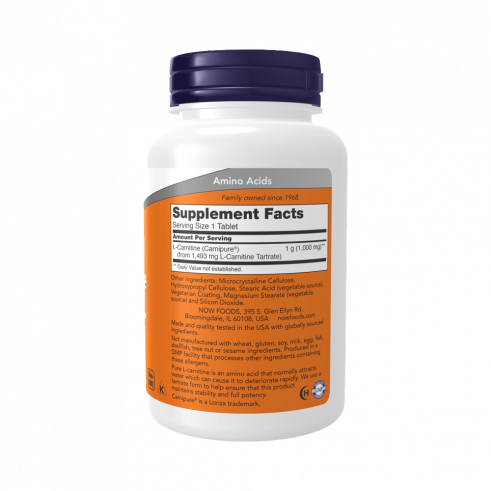 NOW L-Carnitine, L-Карнитин, 100 таблеток