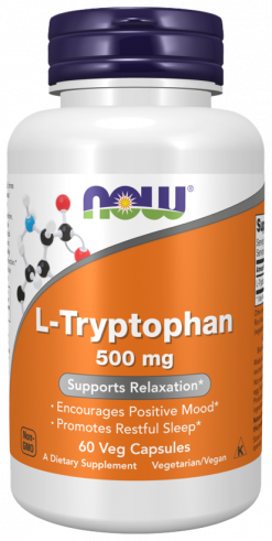 NOW L-Tryptophan 500 mg, L-Триптофан 500 мг, 60 капсул