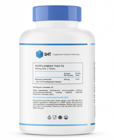 SNT Magnesium Malate, Магнезиум Малат, 90 таблеток