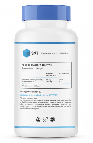 SNT Zinc Chelate 25 mg, Цинк Хелат 25 мг, 60 капсул