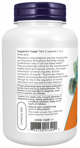 NOW Magnesium &amp; Potassium Aspartate, 120 капсул