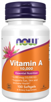 NOW Vitamin А 10,000 Softgels, Витамин А 10000 МЕ, 100 капсул