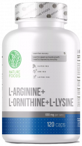 Nature Foods Arginine+Ornitine+Lysine, 120 капсул
