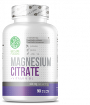 Nature Foods Magnesium Citrate + Vitamin B6, Магния Цитрат + Витамин В6, 90 капсул